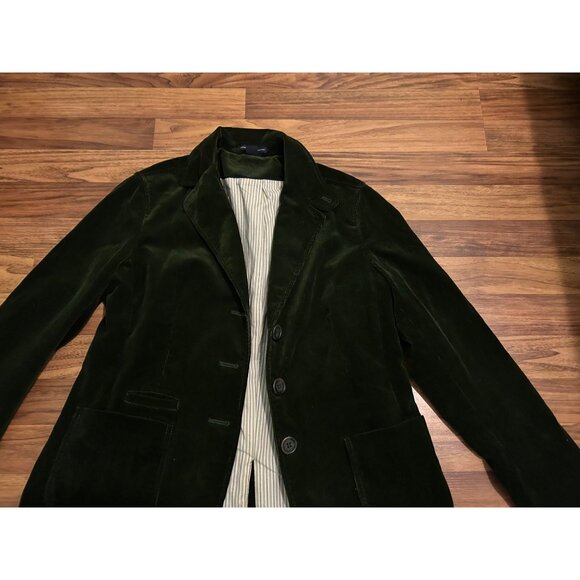 GAP Dark Green Corduroy 3 Button 100% Cotton Women's Y2K Blazer Size 12 - Picture 7 of 10